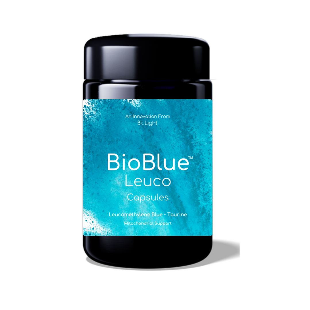 BioBlue Leuco Capsules | Leucomethylene Blue Supplement - Support Brain Health & Mitochondrial Function | Red Light Therapy Synergist - USP Grade