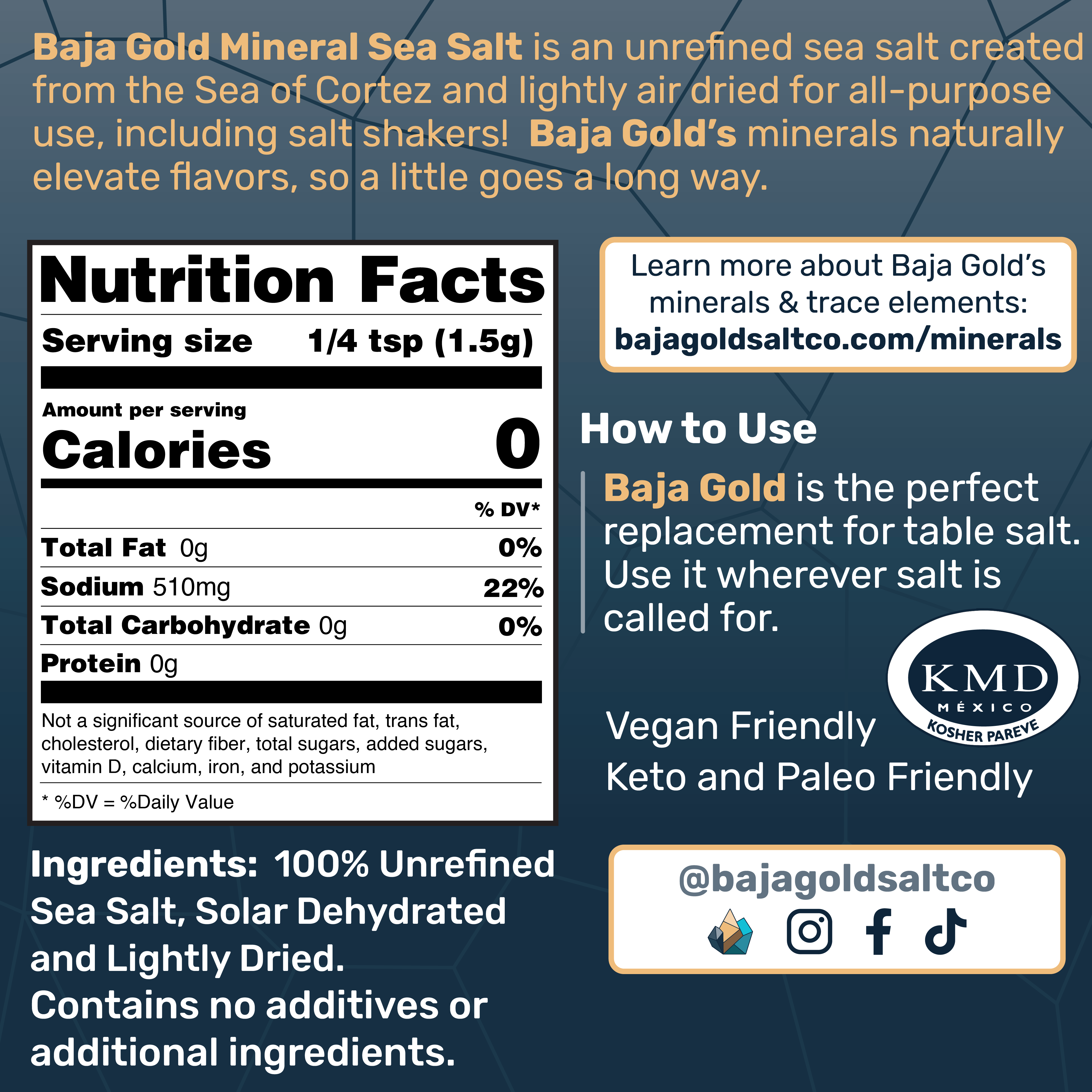 Baja Gold Mineral Sea Salt - Shakers