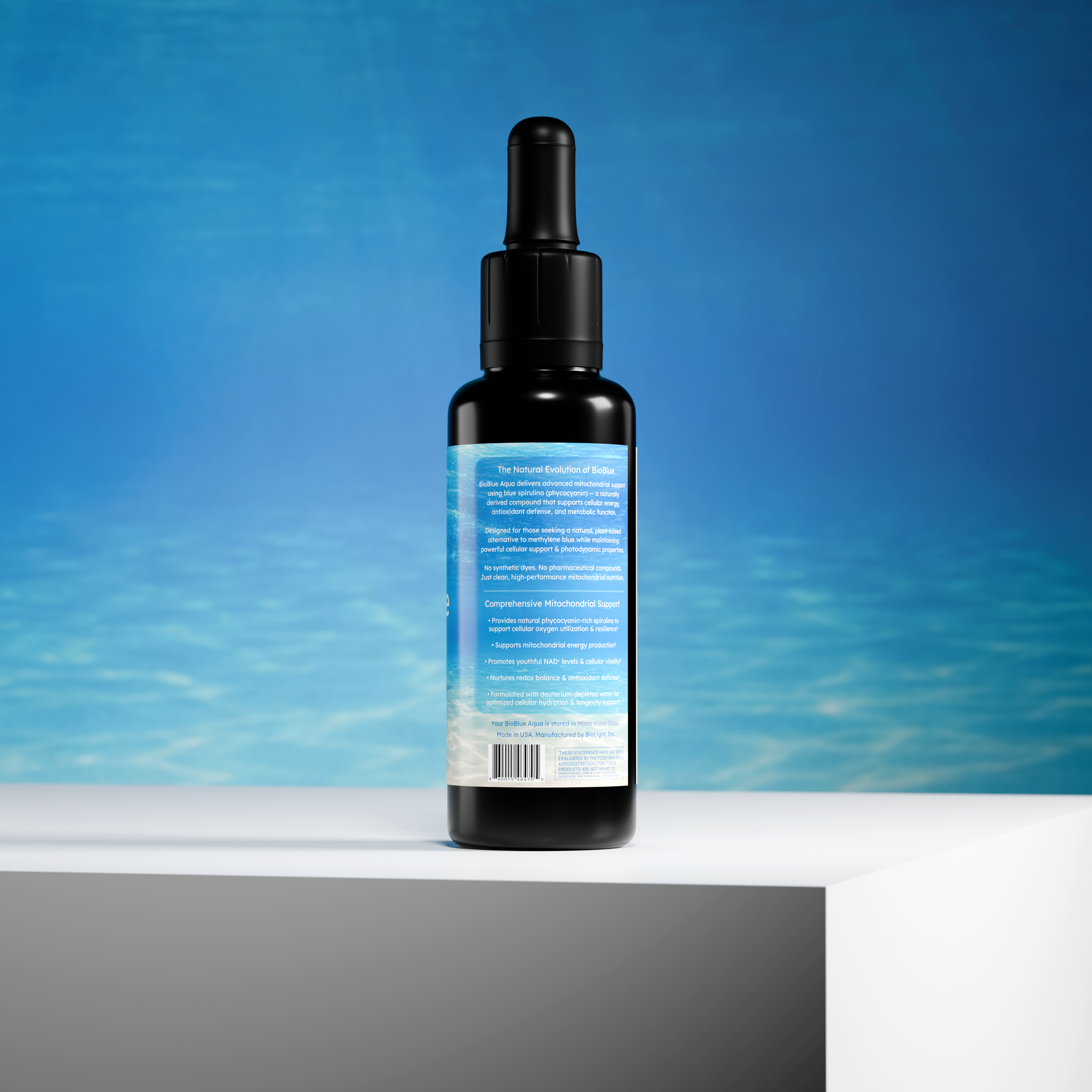 BioBlue Aqua | Nature-Derived Mitochondrial + Energy Support | Organic Blue Spirulina