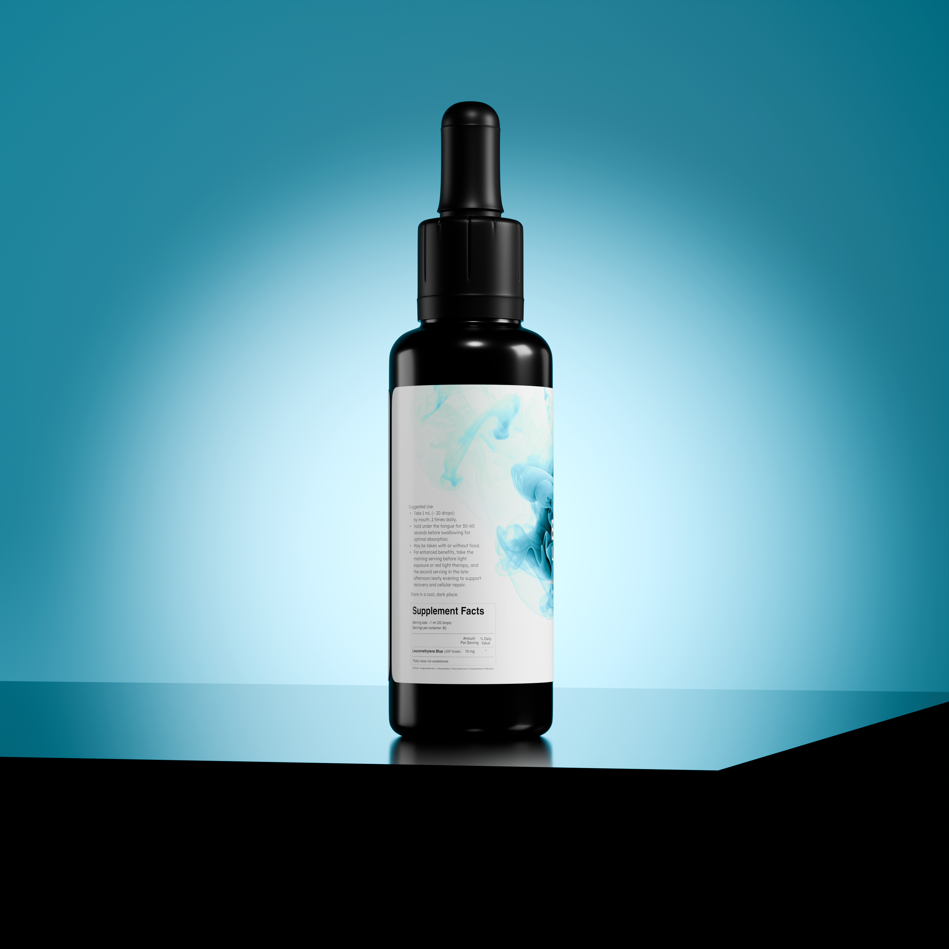 BioBlue Leuco Lite: Rapidly Absorbed Leucomethylene Blue w/ Litewater (Deuterium-Depleted Water) for Enhanced Brain & Mitochondrial Support | Wellness & Longevity Supplement | 1% Solution, USP Grade