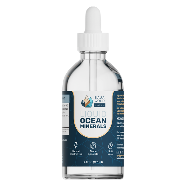 Baja Gold Liquid Ocean Minerals bottle on a white background