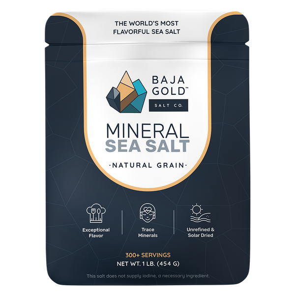 Baja Gold Mineral Sea Salt packaging on a white background