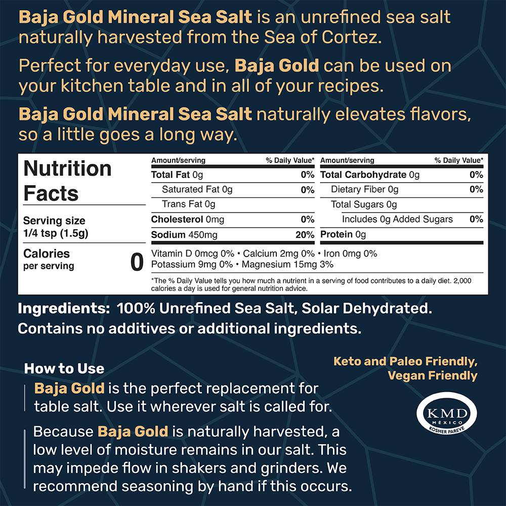 Baja Gold Signature Mineral Sea Salt - Natural Grain Crystals