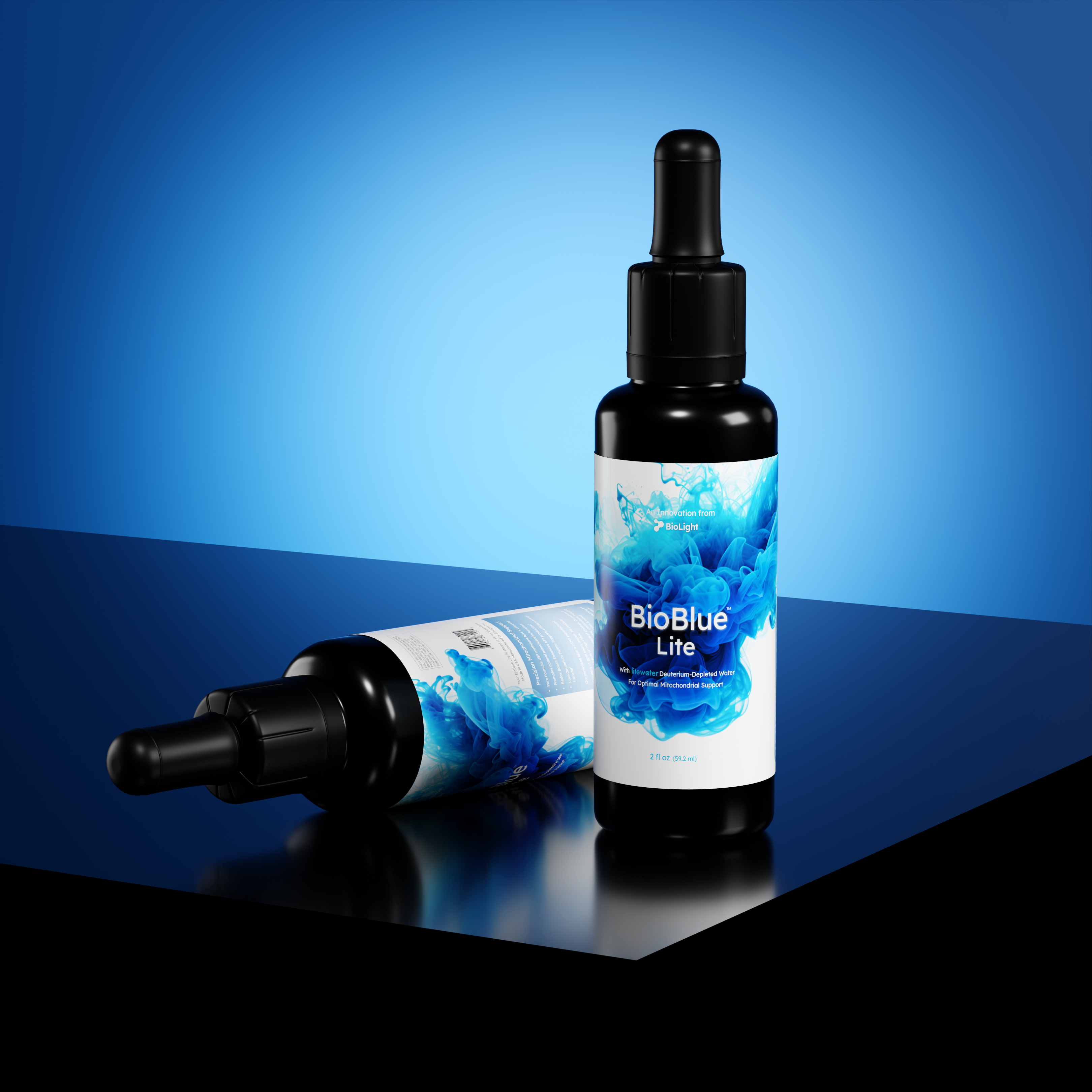 BioBlue Lite: Methylene Blue Supplement w/ Litewater (Deuterium-Depleted Water) - Support Brain Health & Mitochondrial Function | Red Light Therapy Synergist | 1% Solution, USP Grade